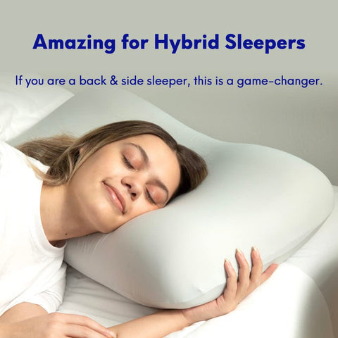 C CUSHION LAB pillow in bed lifestyle scene promoting cooler, comfortable rest