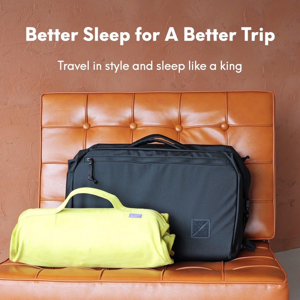 C CUSHION LAB travel pillow inside a suitcase showing space-saving and travel-ready benefits
