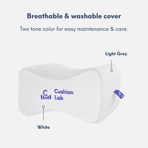 C CUSHION LAB lifestyle image of pregnant person using pillow for pelvic support and better sleep comfort