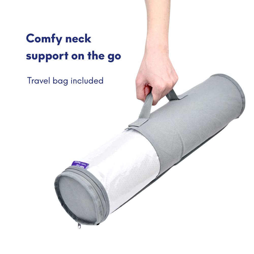 C CUSHION LAB next to hand for scale showing compact travel-friendly size