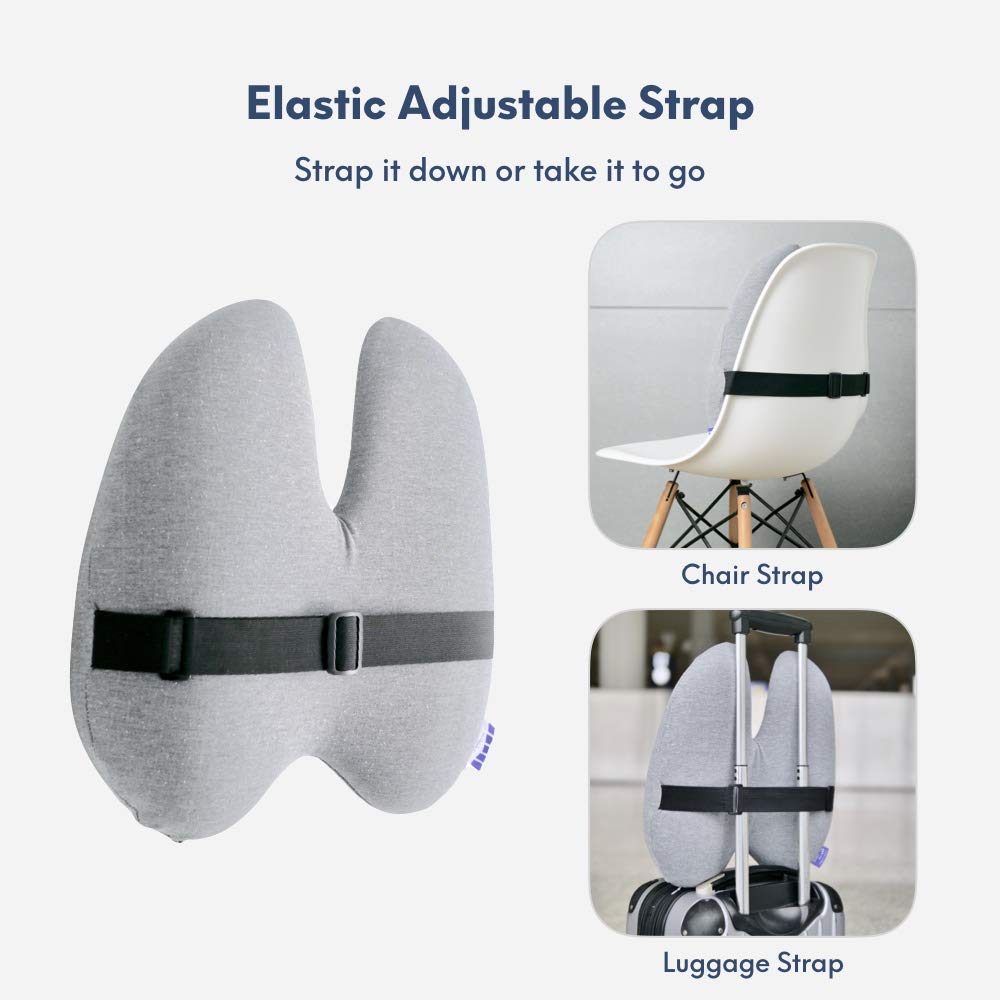 C CUSHION LAB strapped to office chair demonstrating secure attachment and comfort