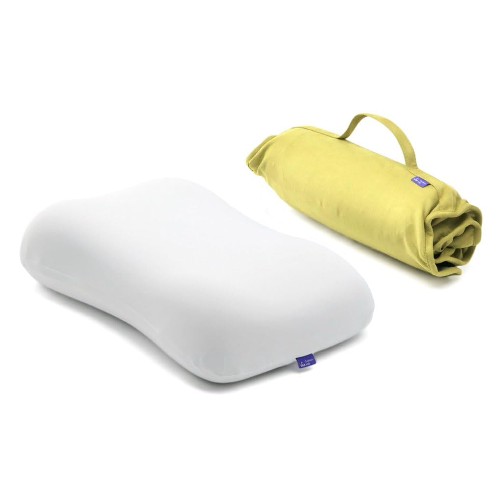 C CUSHION LAB travel pillow front packaging showing compact design and portability benefits