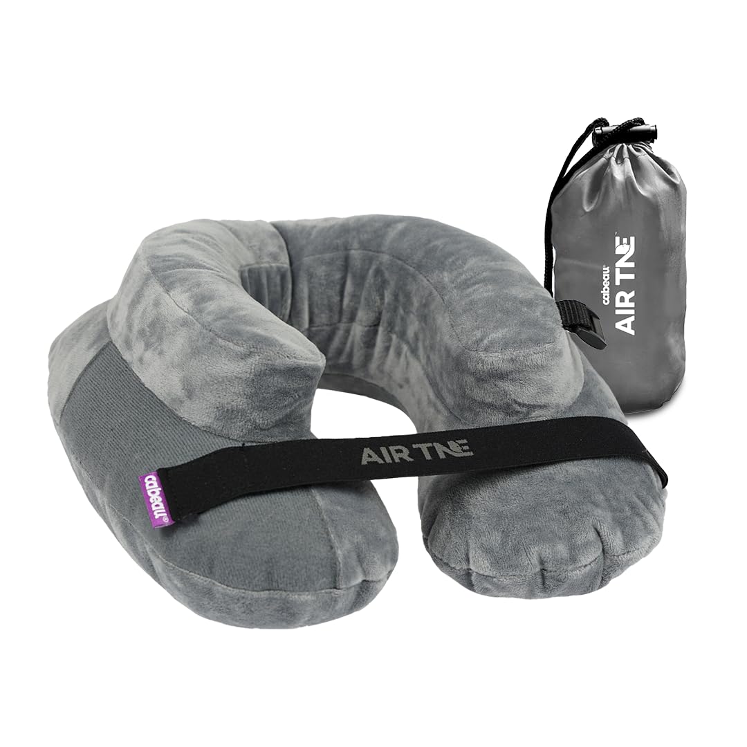 Cabeau Air TNE front view showing slate grey fit and travel comfort