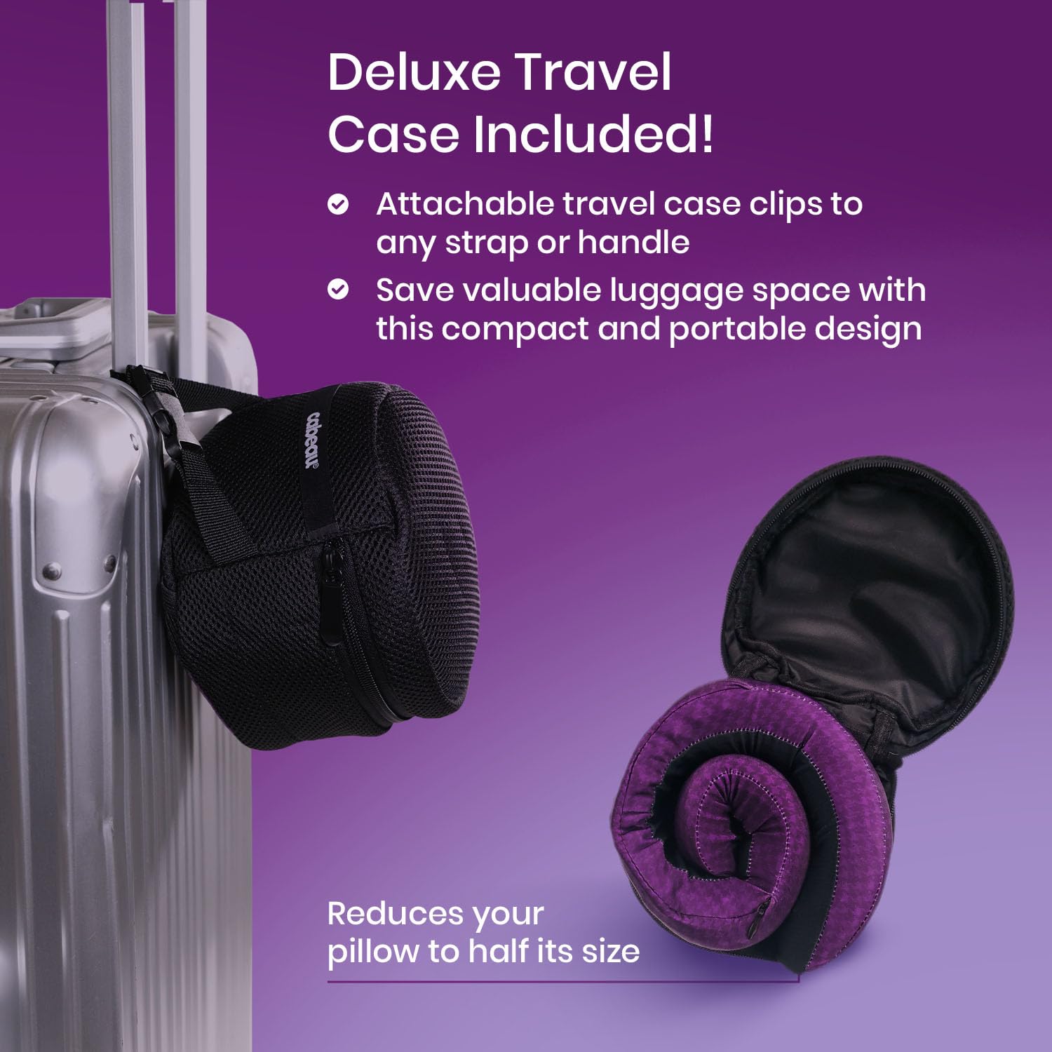Cabeau Evolution Cool worn on traveler in airplane seat for stable neck support