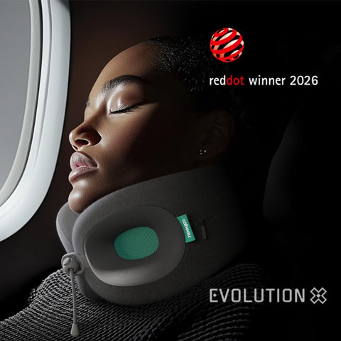 Cabeau Evolution X close-up of molded support shells for stable neck support