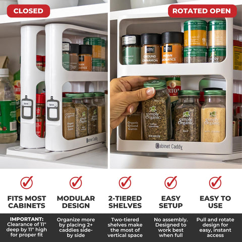 Cabinet Caddy lift handle close-up for easy pull-and-rotate use