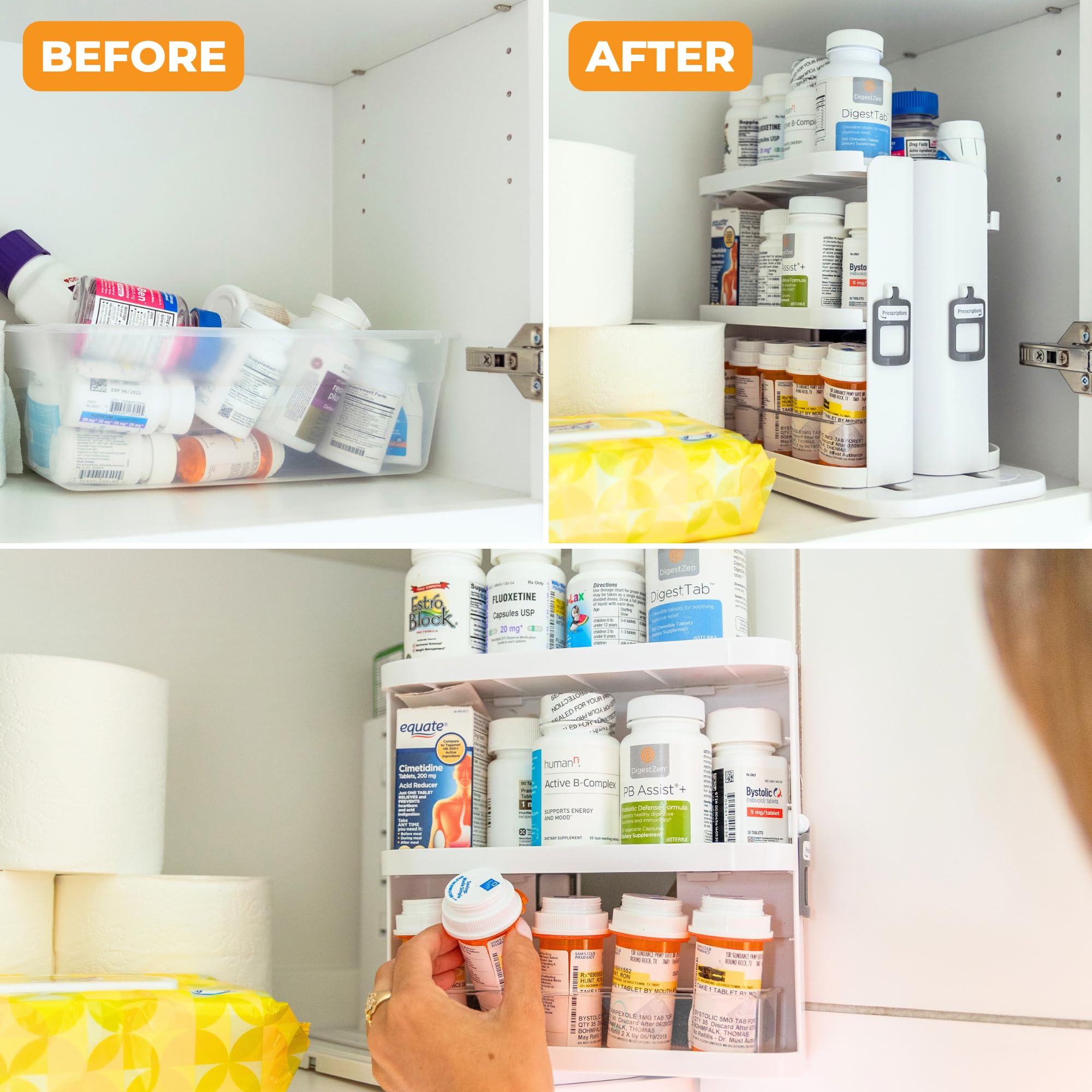 Cabinet Caddy SNAP! 3M non-skid feet and adhesive pad detail for secure placement