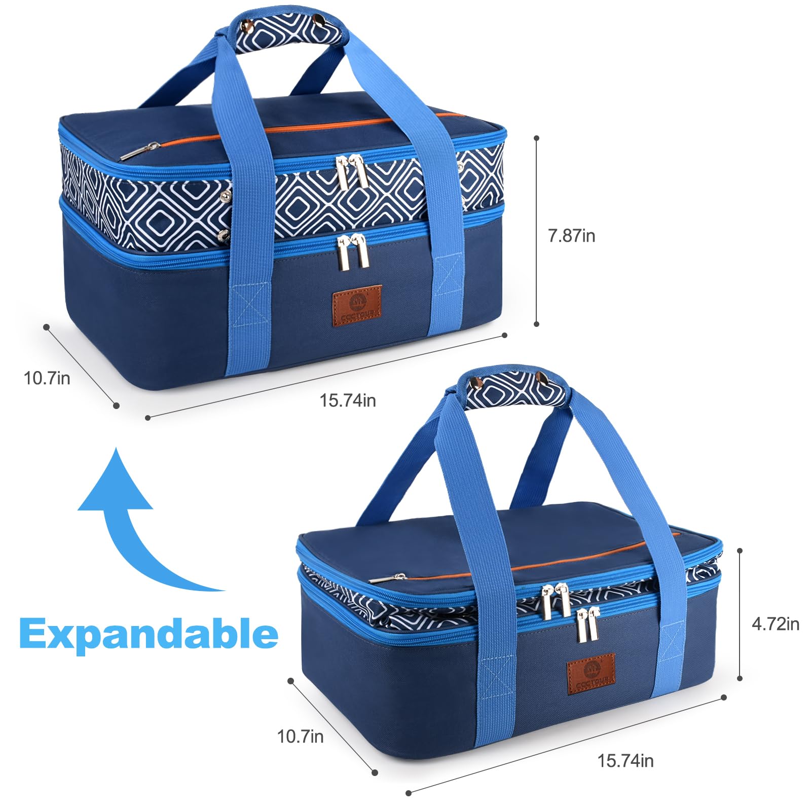CaCTOUR top open with 9x13 baking dish inside illustrating secure fit and protection
