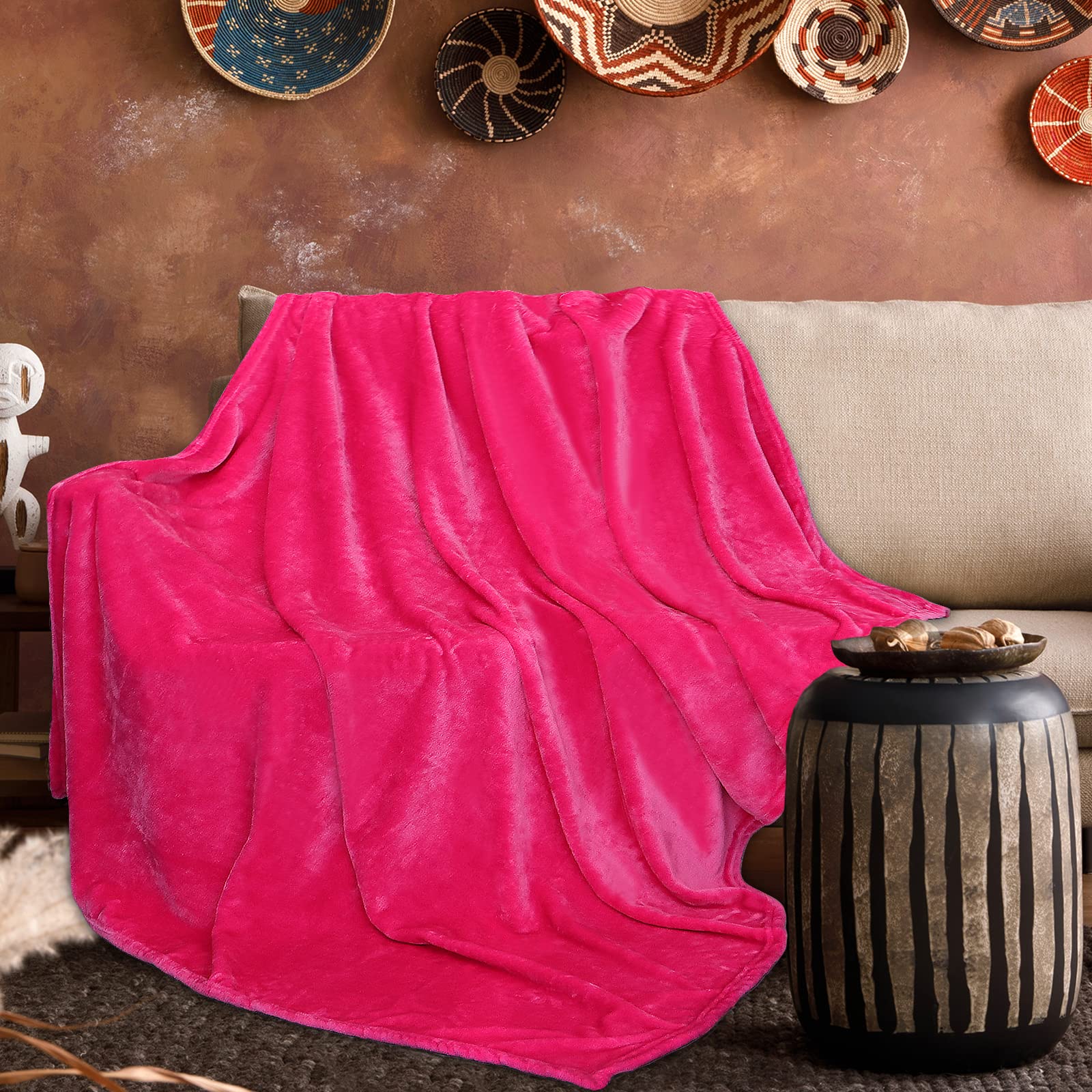 cagulax pink throw front view showing plush texture and cozy warmth