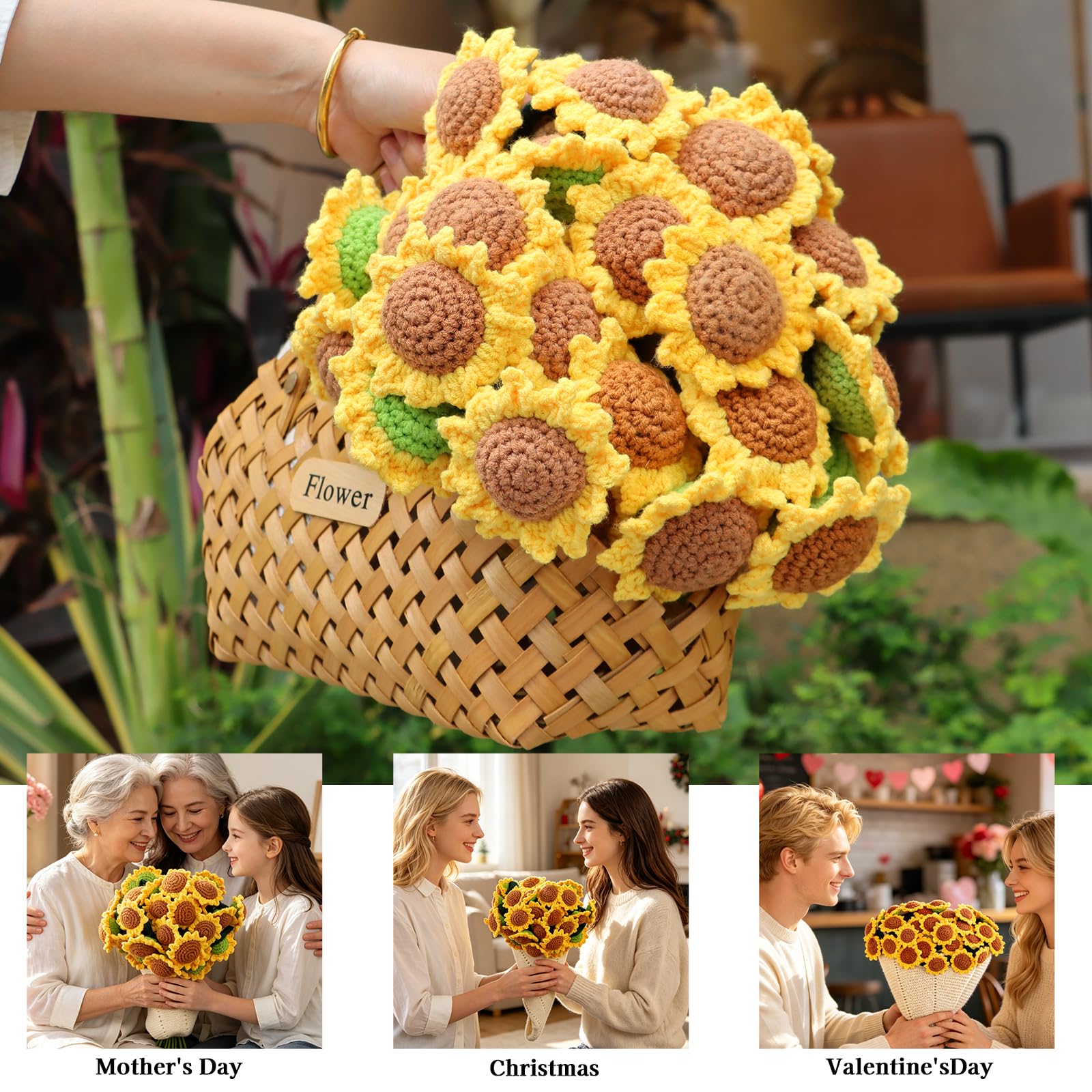 cagulax close-up of sunflower crochet texture highlighting soft yarn and craftsmanship