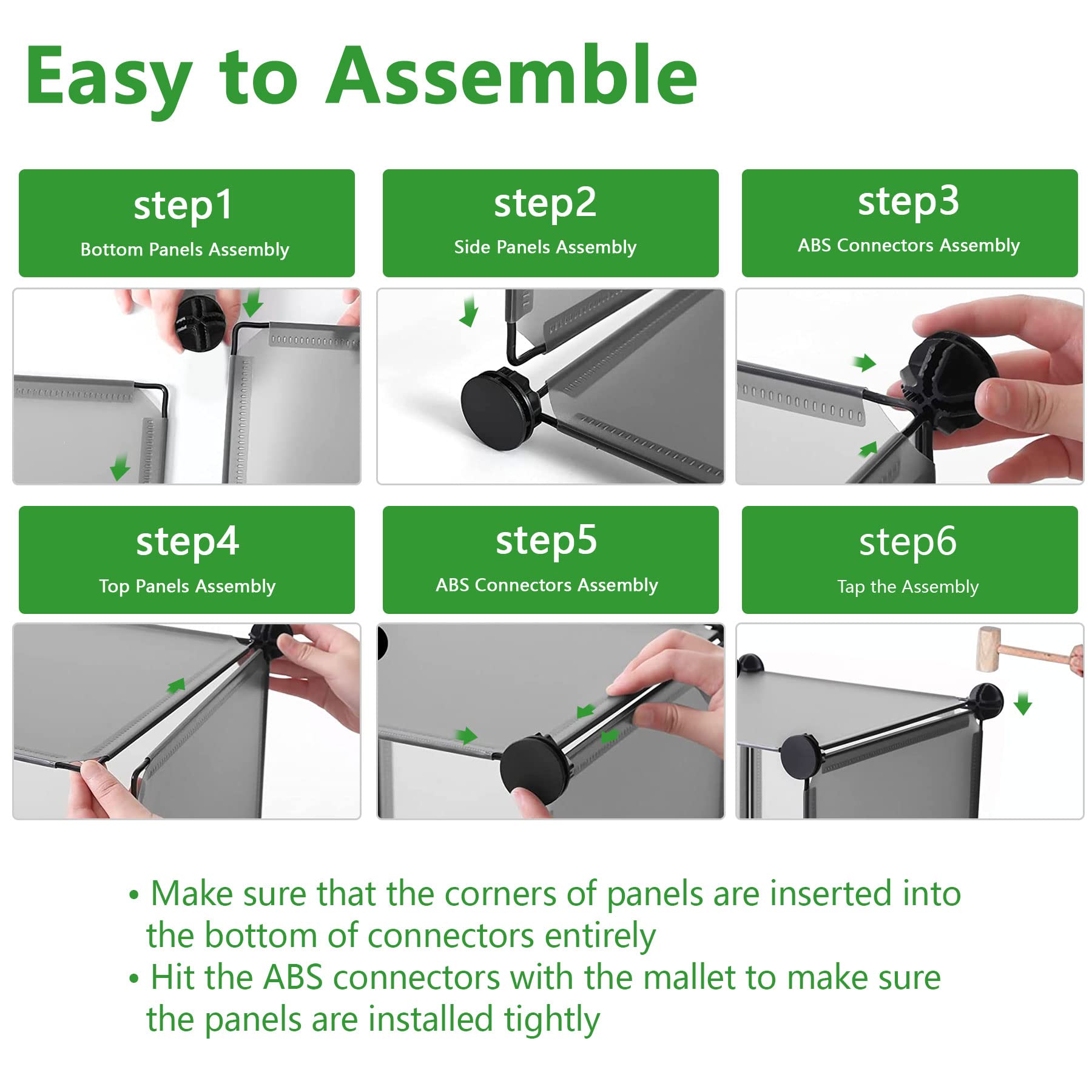 C&AHOME assembly scene with wooden mallet showing easy build advantage