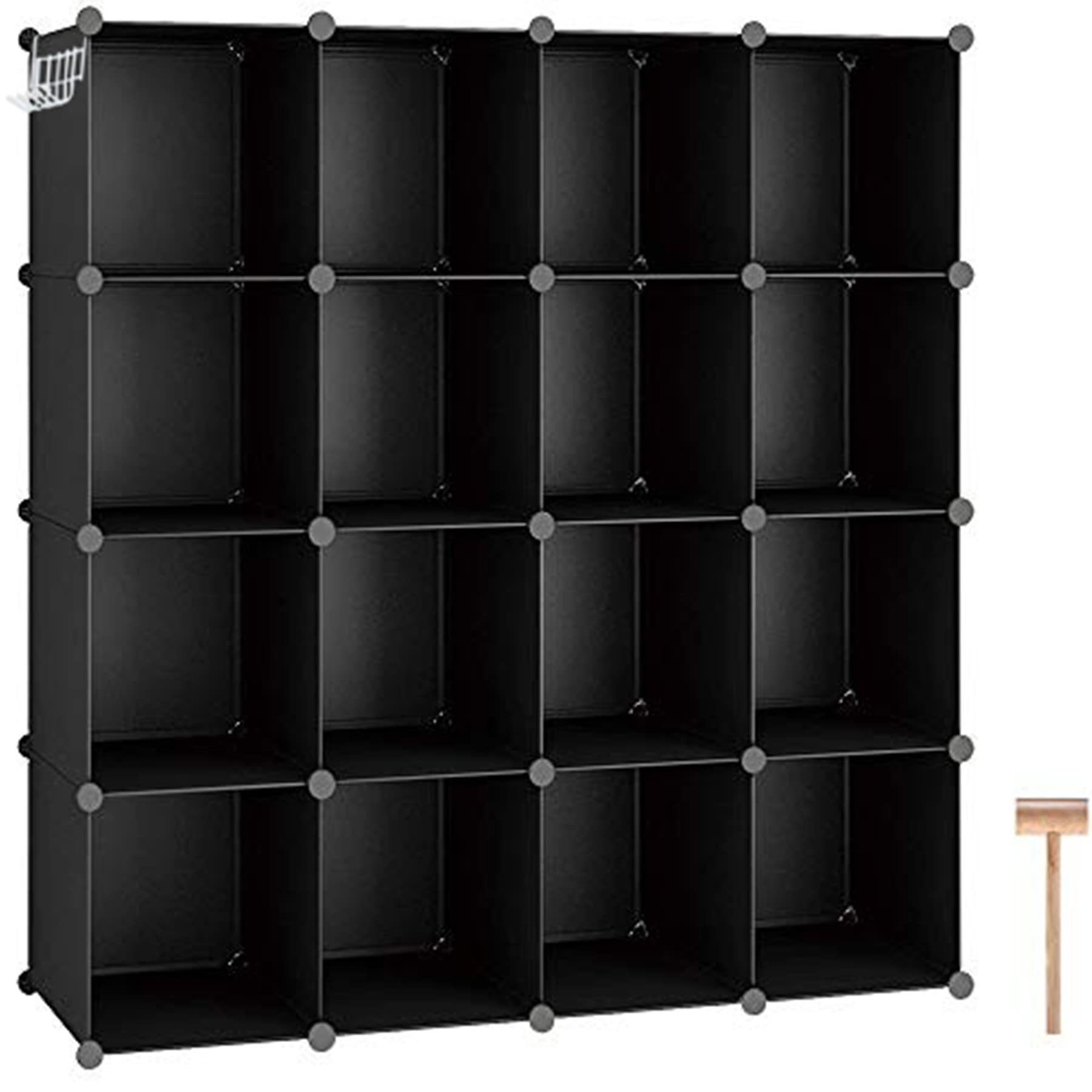 C&AHOME front view of full 16-cube organizer showing neat storage and space saving