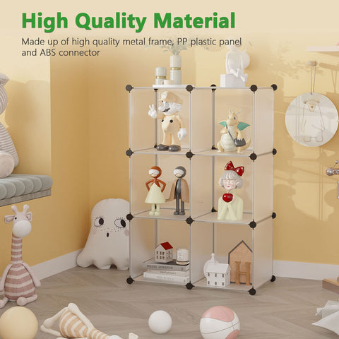 C&AHOME open cube with labeled fabric bins, demonstrating tidy containment and easy access benefit
