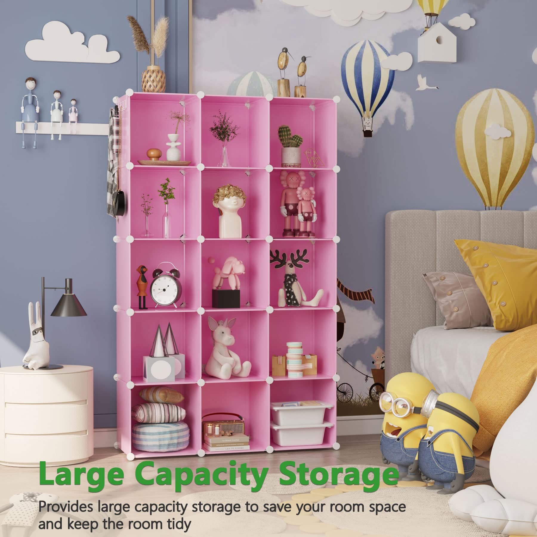 C&AHOME assembled front view showing modular 16-cube organization benefit