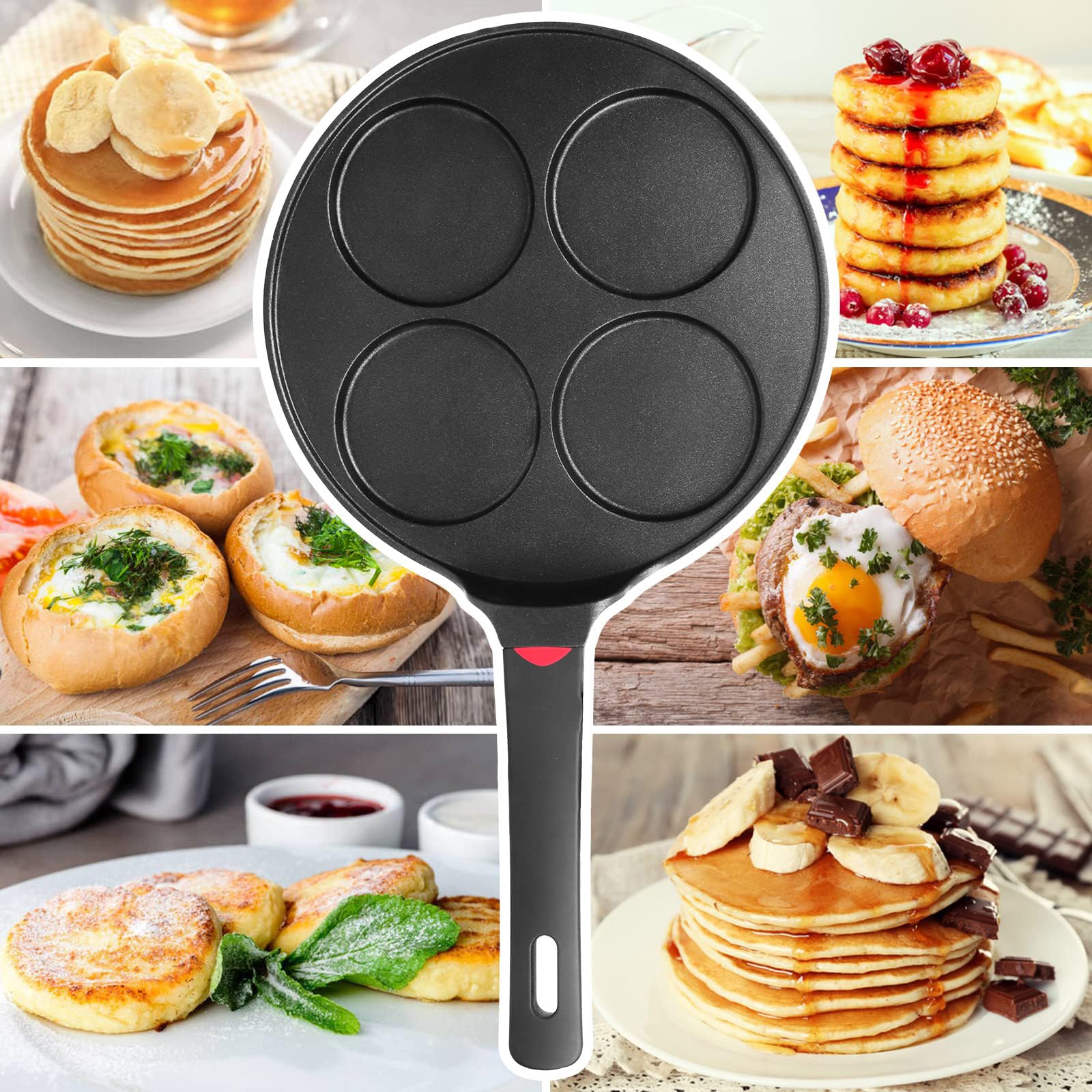 CAINFY in use with golden mini pancakes demonstrating quick, even browning