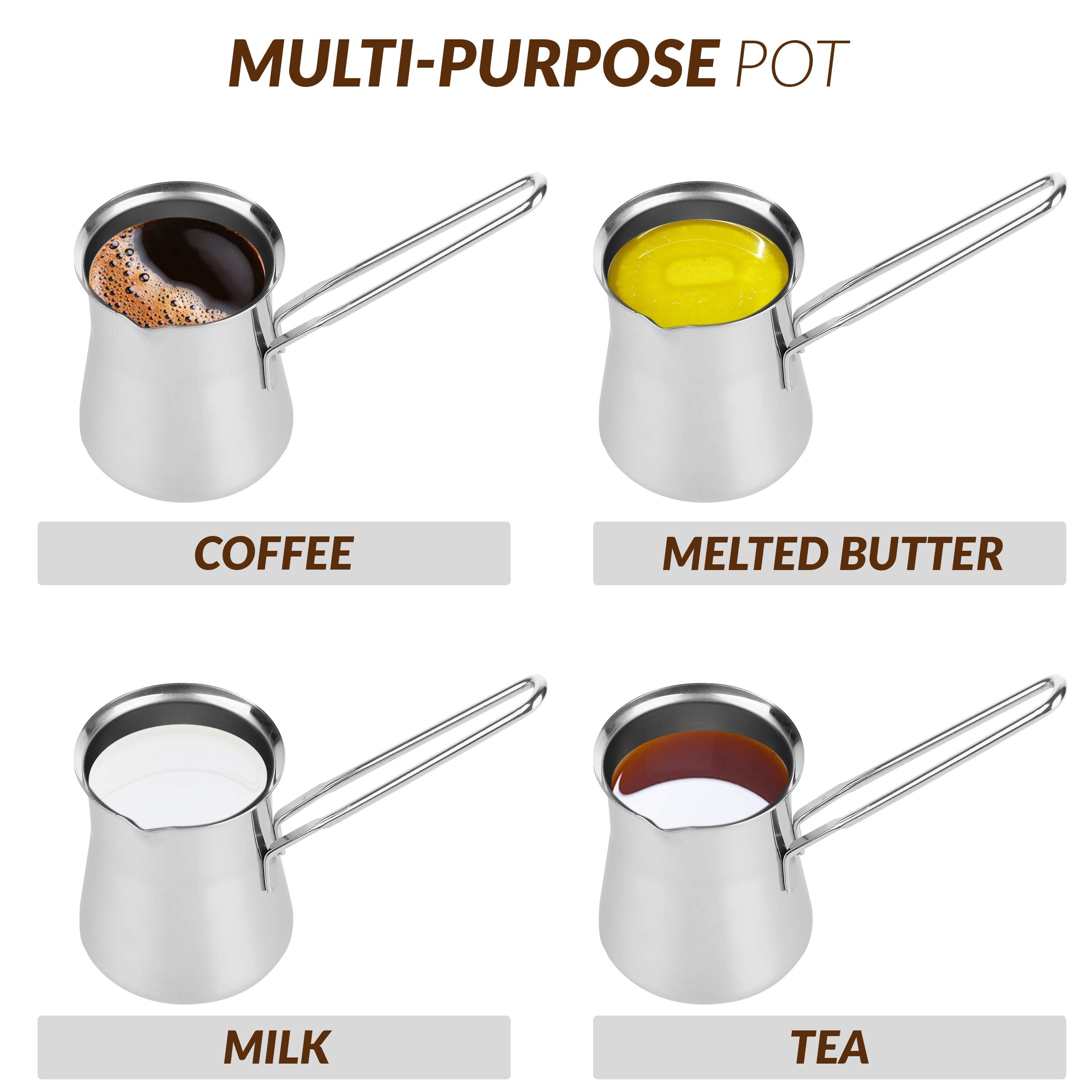Caizen Coffee next to espresso cups showing 3–4 serving capacity
