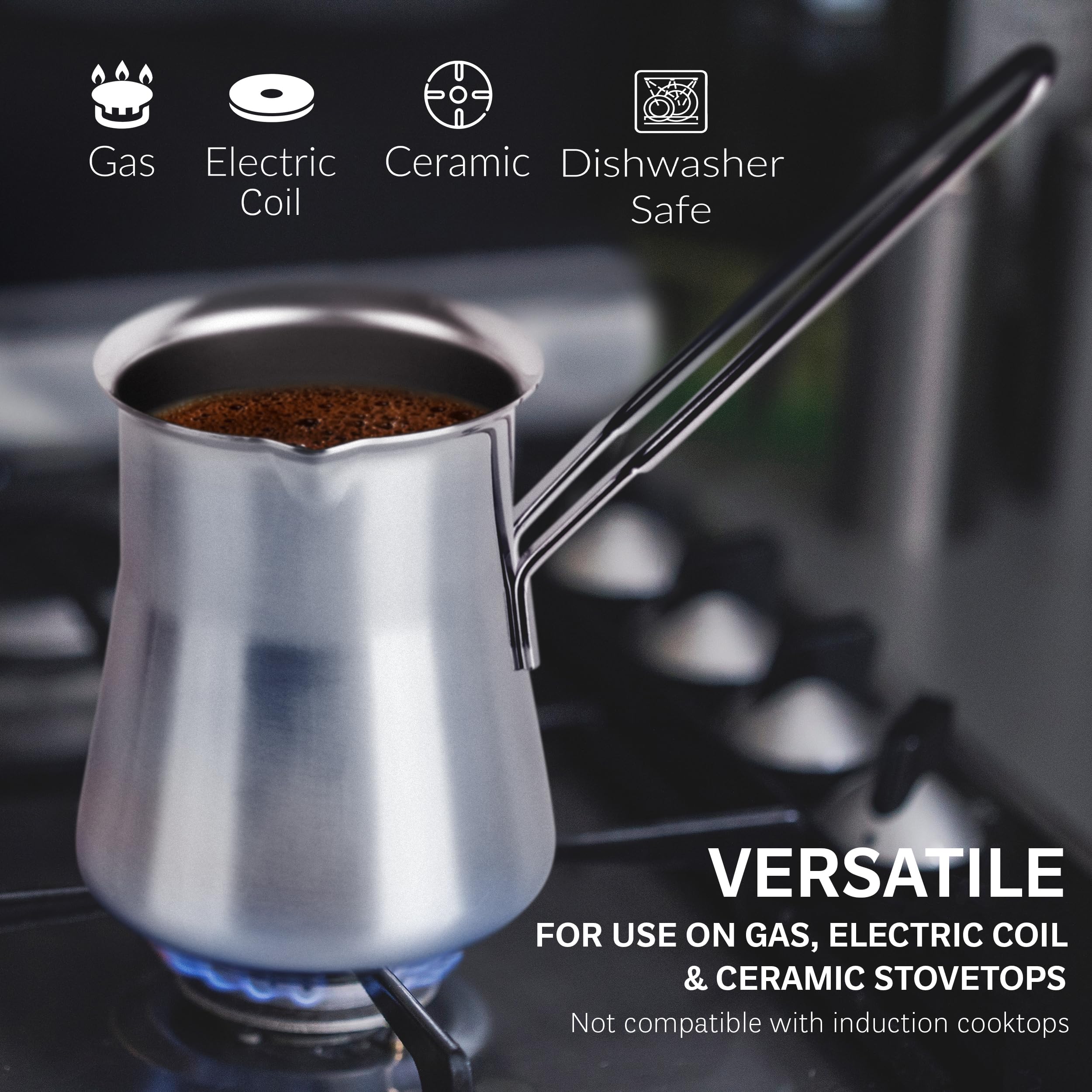 Caizen Coffee polished stainless texture showing rust-free finish