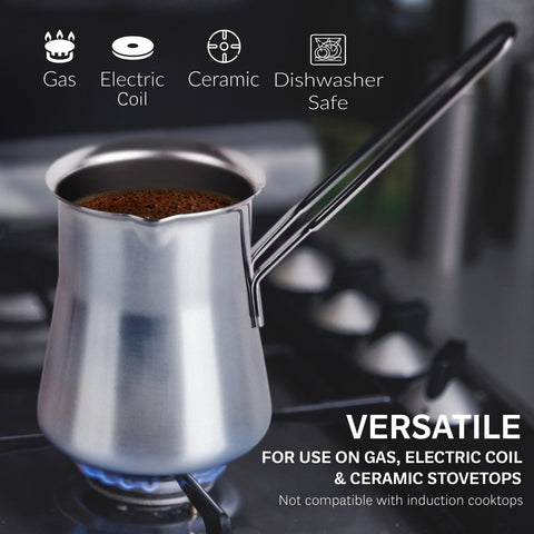 Caizen Coffee polished stainless texture showing rust-free finish