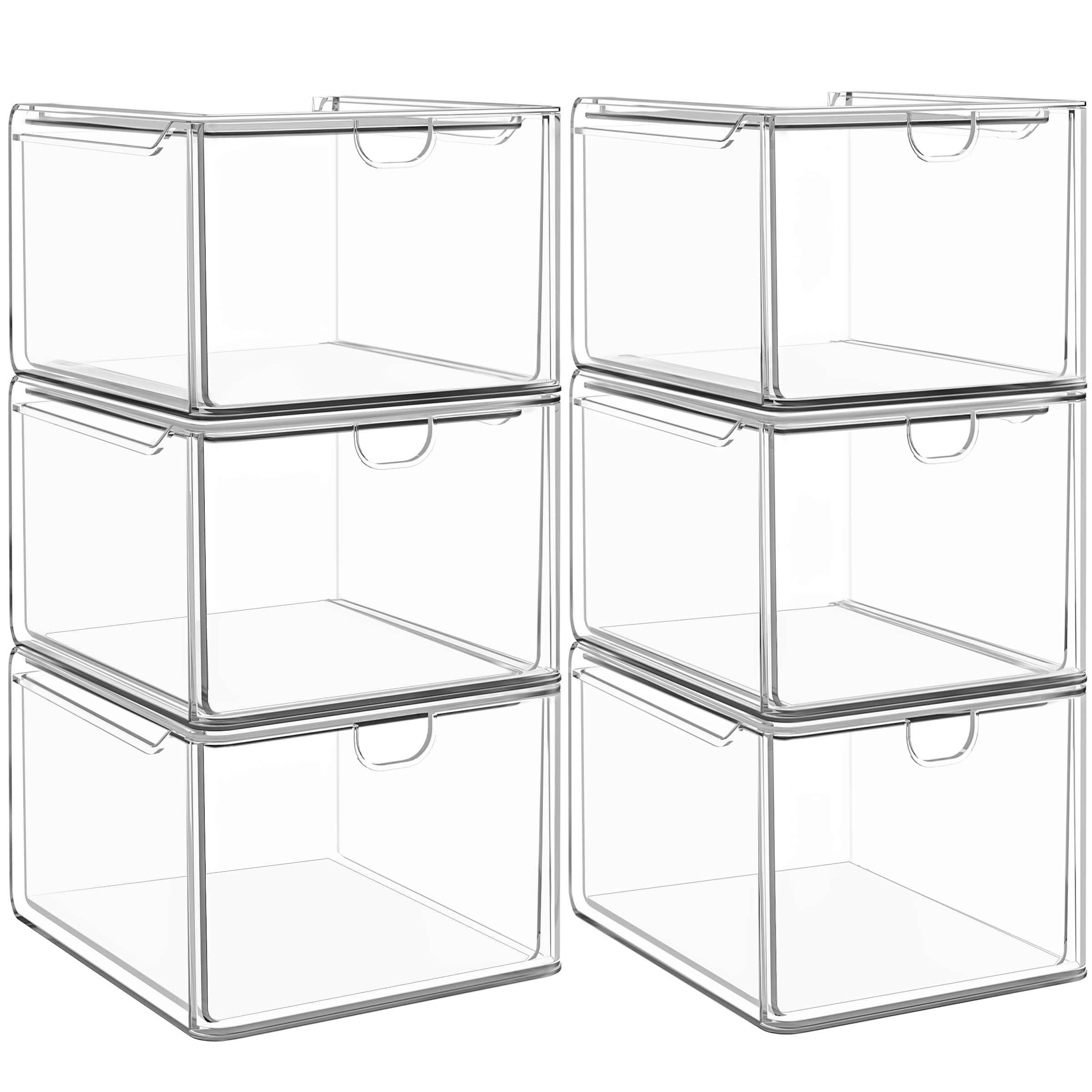 caktraie front view of six clear drawers showing organized storage benefit