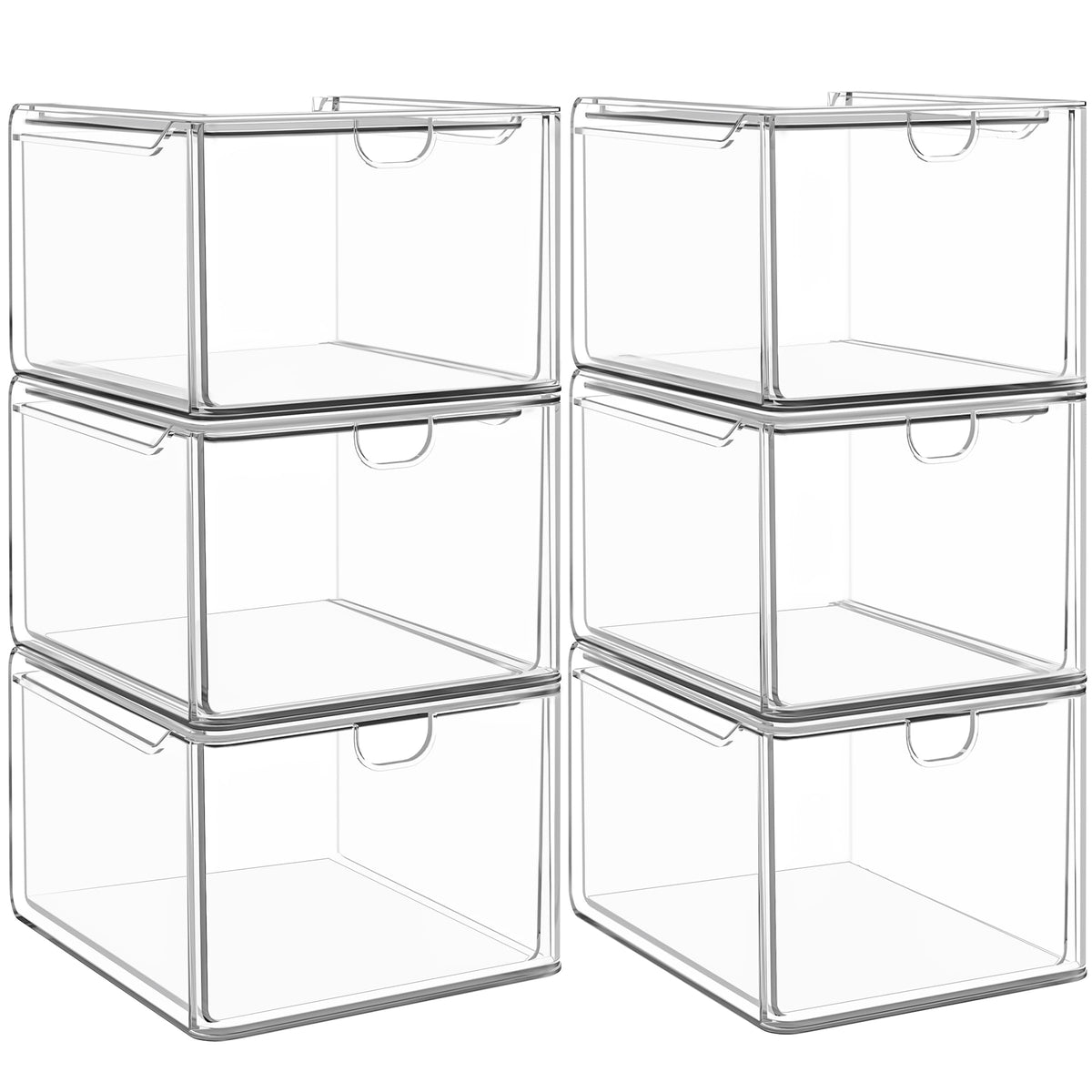 caktraie front view of six clear drawers showing organized storage benefit