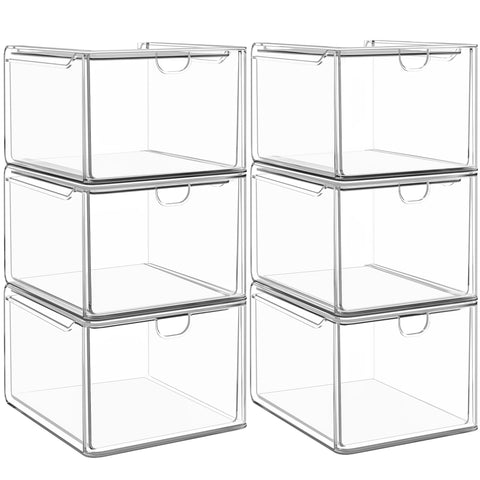 caktraie front view of six clear drawers showing organized storage benefit