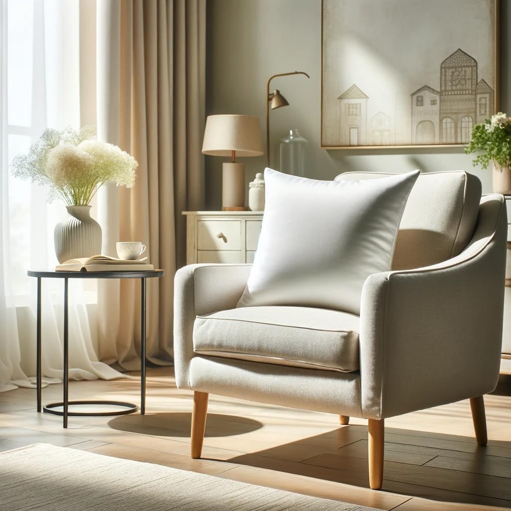 Calibrate Timing pillow insert on sofa with cover, improves couch comfort and appearance