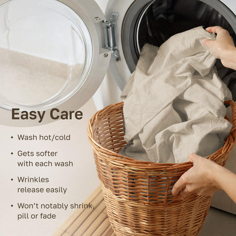 California Design Den recyclable packaging for the sheet set emphasizing eco-friendly shipping