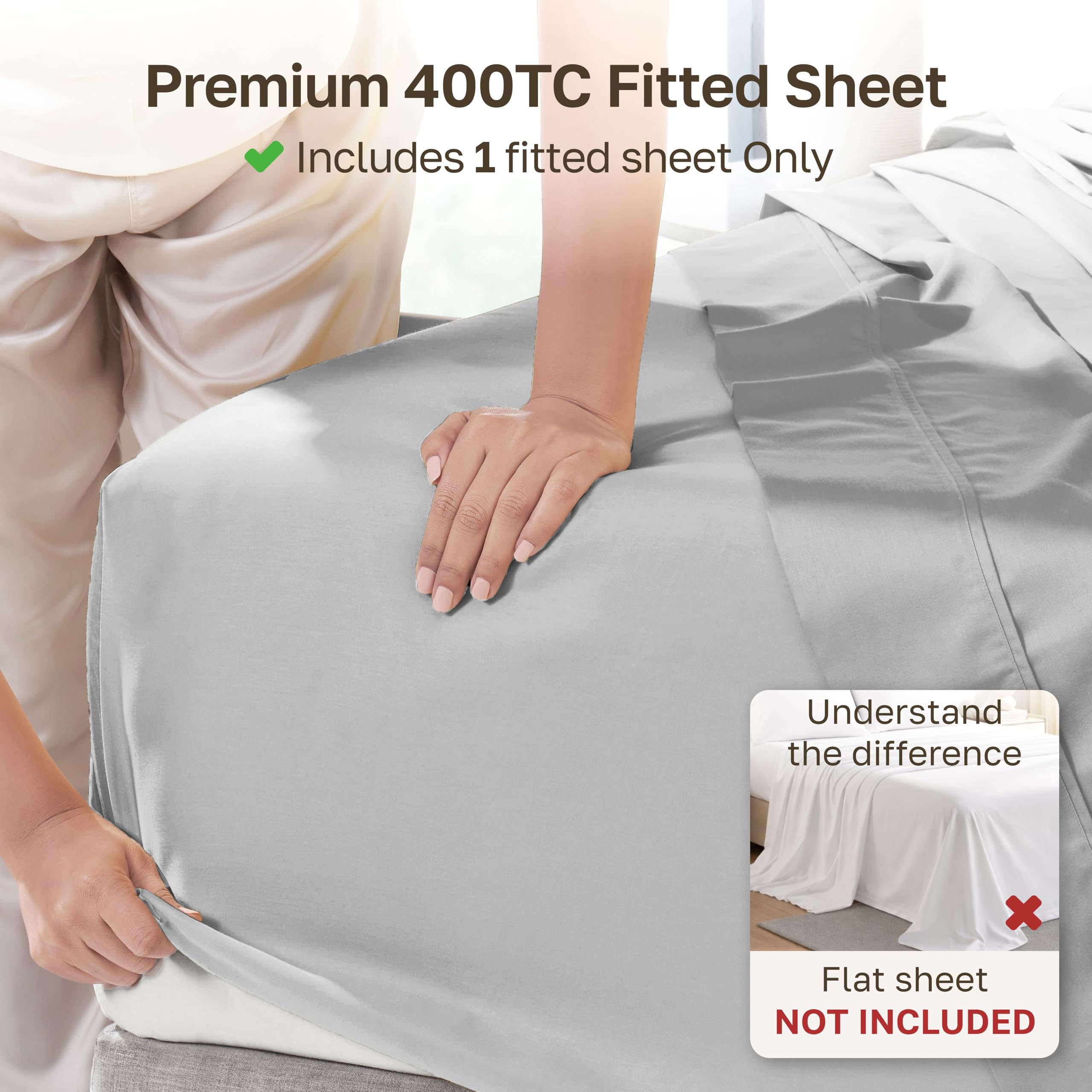 California Design Den deep pocket corner close-up showing 16-inch depth for snug mattress fit