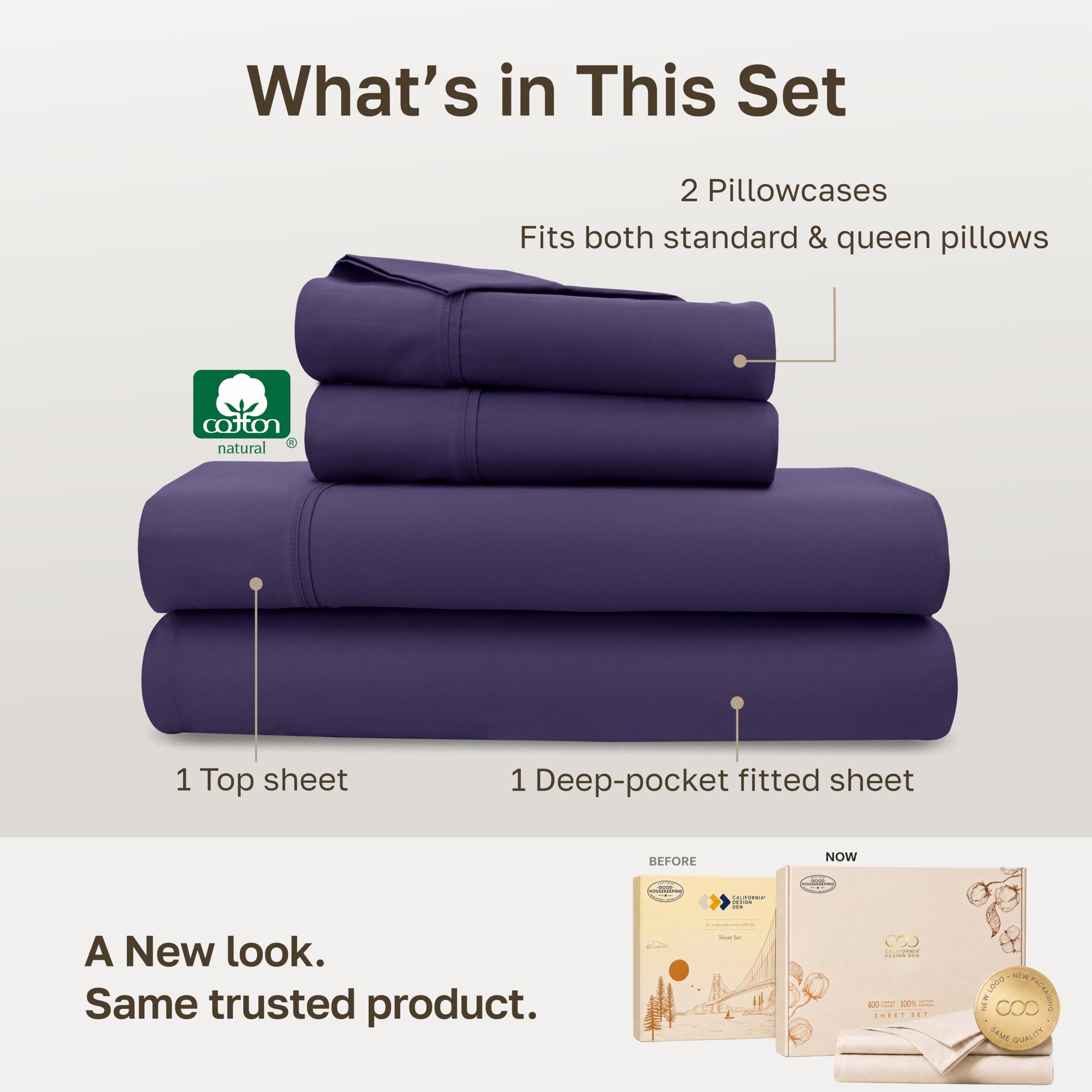 California Design Den fitted sheet showing deep-pocket fit on mattress