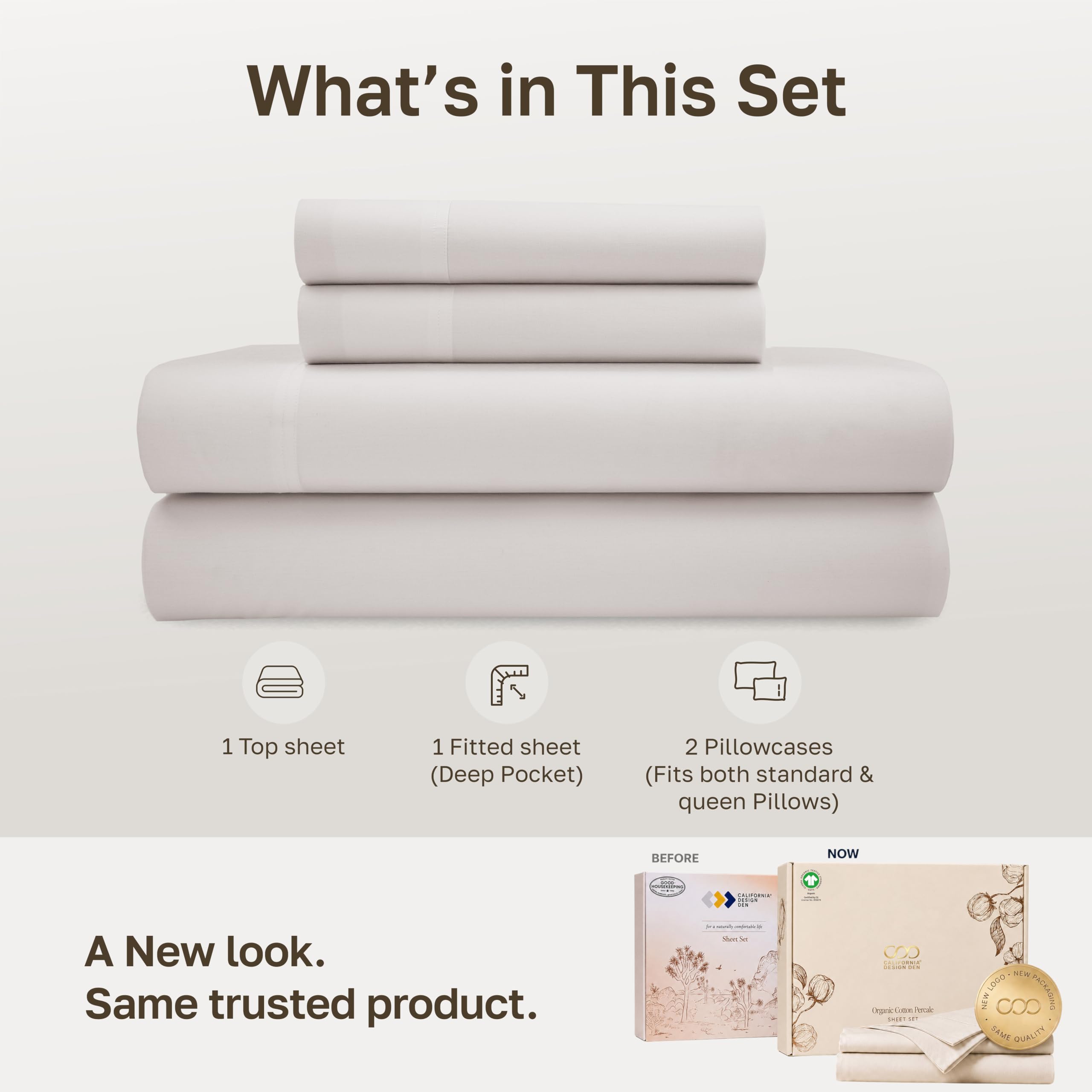 California Design Den fitted sheet deep pocket and elastic demonstrating secure fit