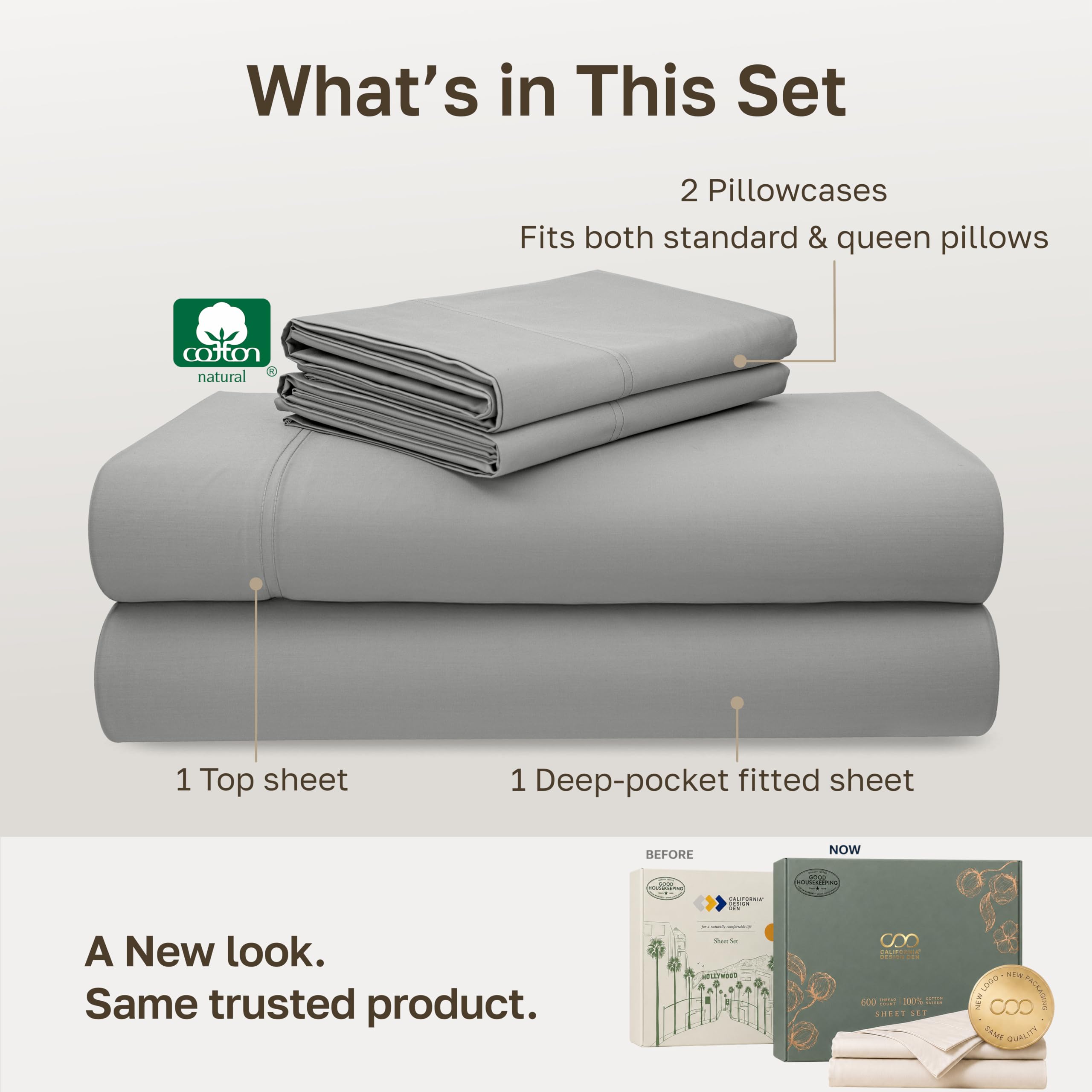 California Design Den fitted sheet corner showing deep pocket and elastic for secure mattress fit