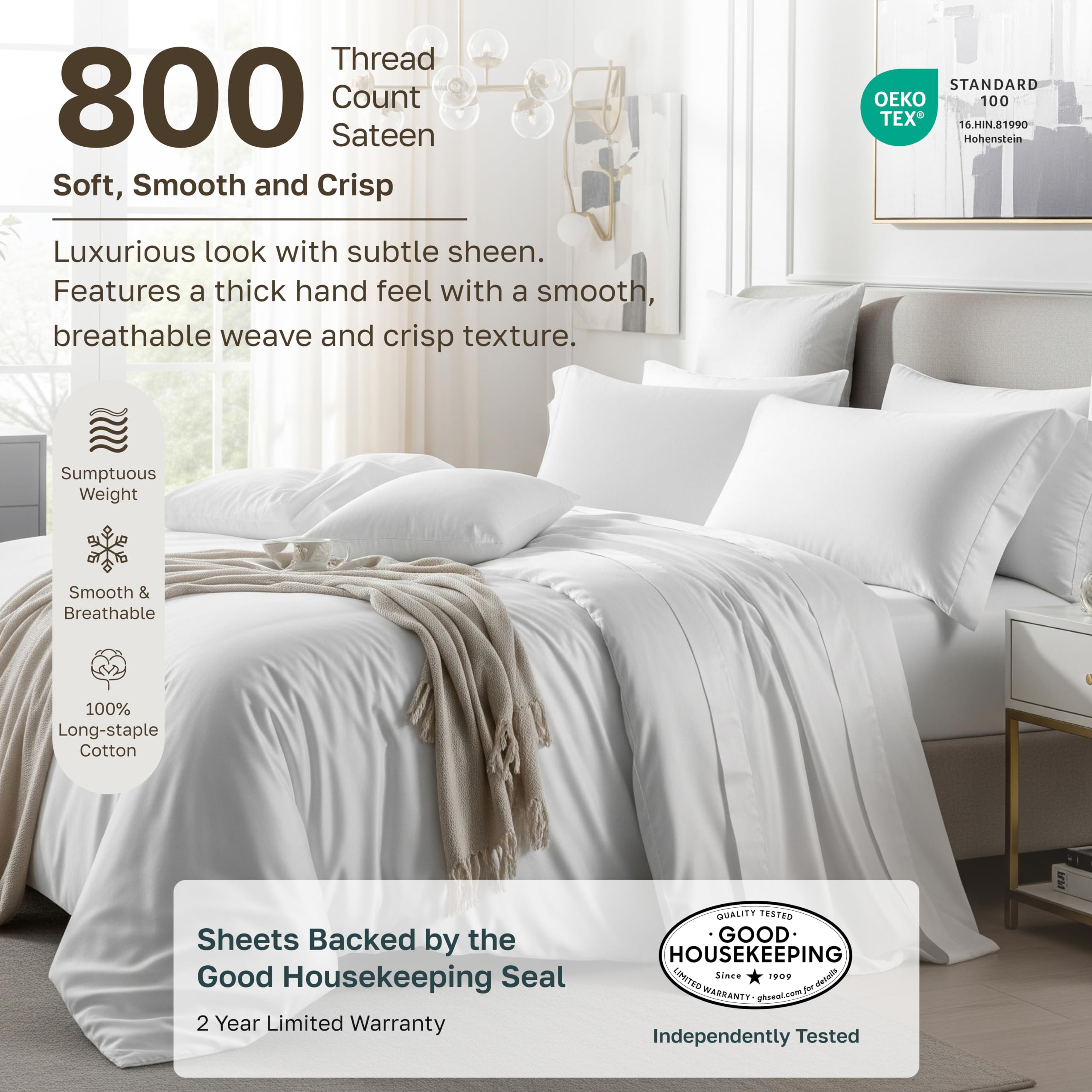 California Design Den fitted sheet deep pocket detail illustrating secure fit