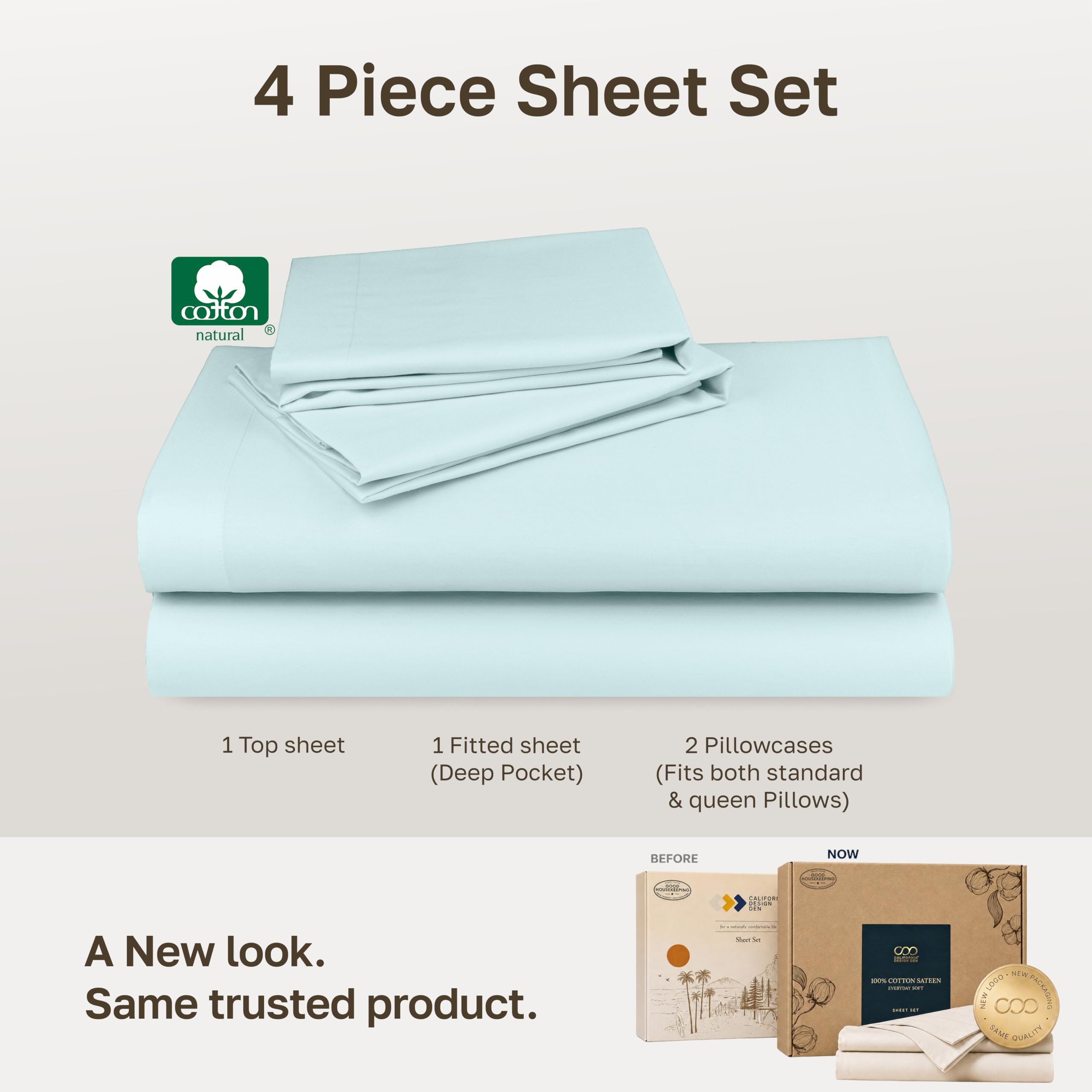 California Design Den fitted sheet on deep mattress demonstrating secure fit