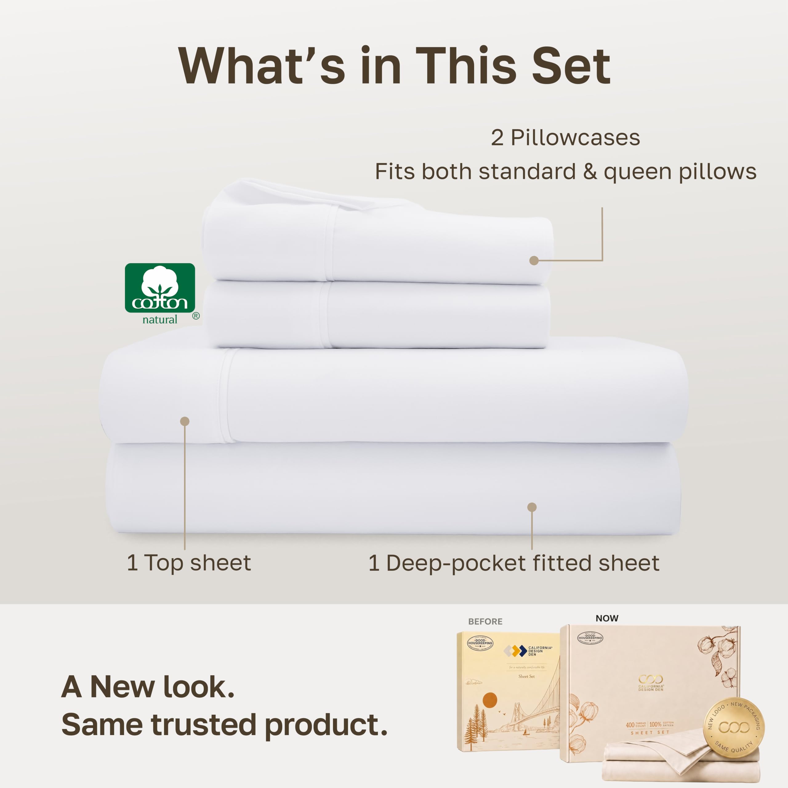 California Design Den fitted sheet deep pocket with elastic for secure fit