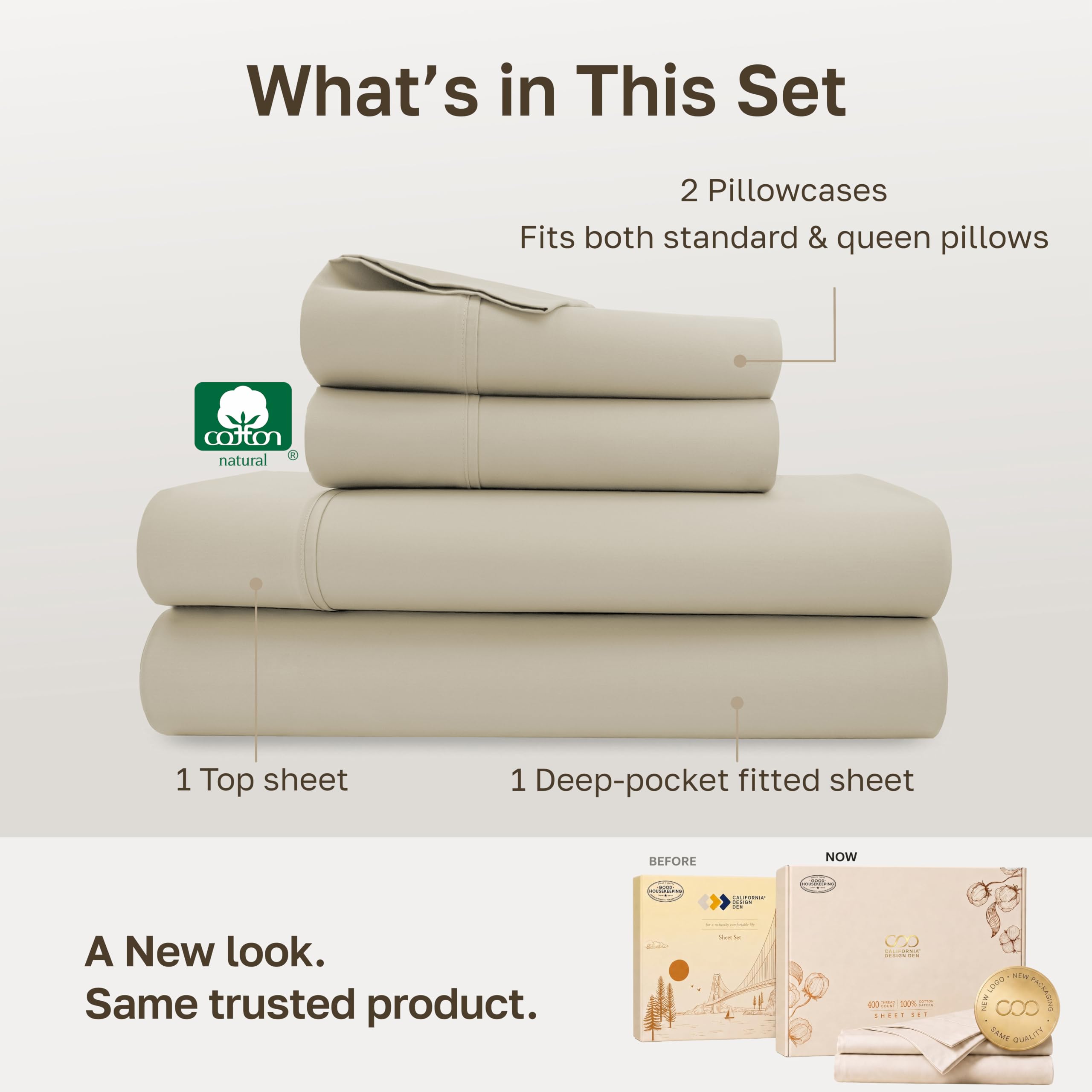 California Design Den fitted sheet corner with elastic demonstrating secure fit