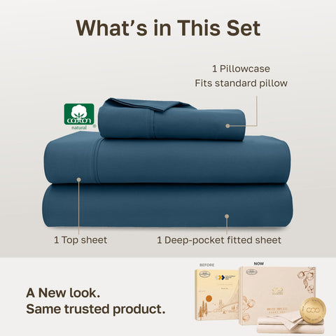 California Design Den fitted sheet corner with elastic demonstrating secure fit