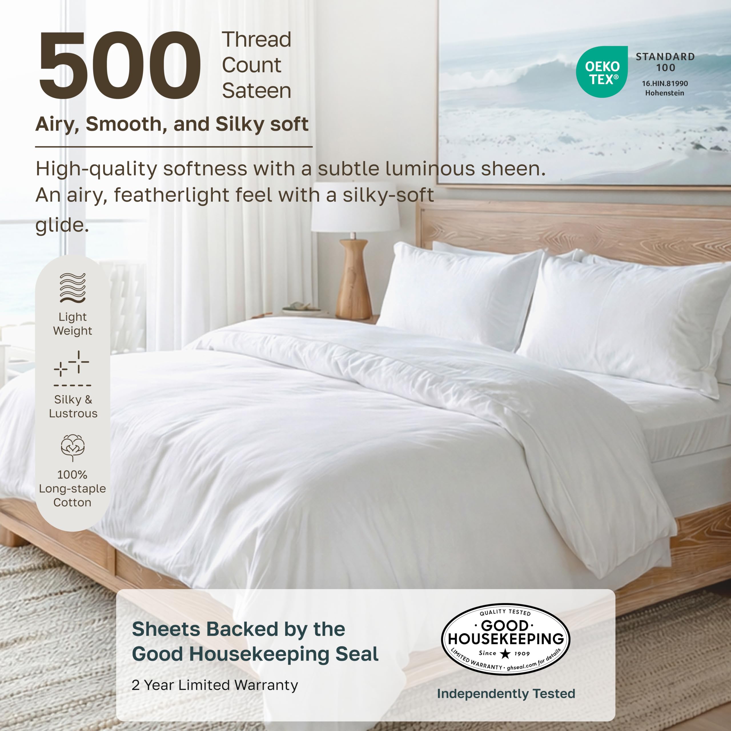 California Design Den fitted sheet elastic close-up ensures secure deep-pocket fit