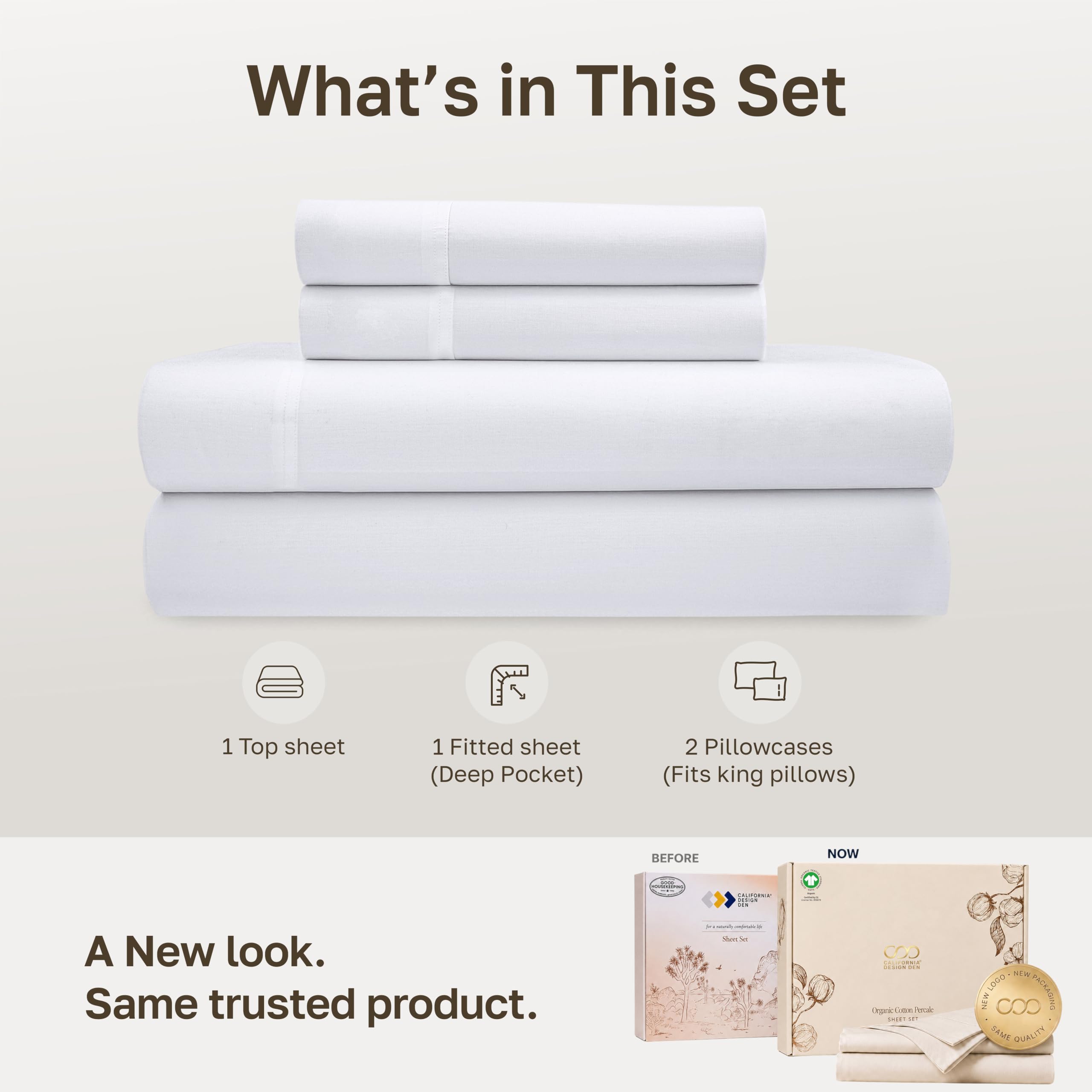 California Design Den fitted sheet corner with elastic demonstrating secure fit