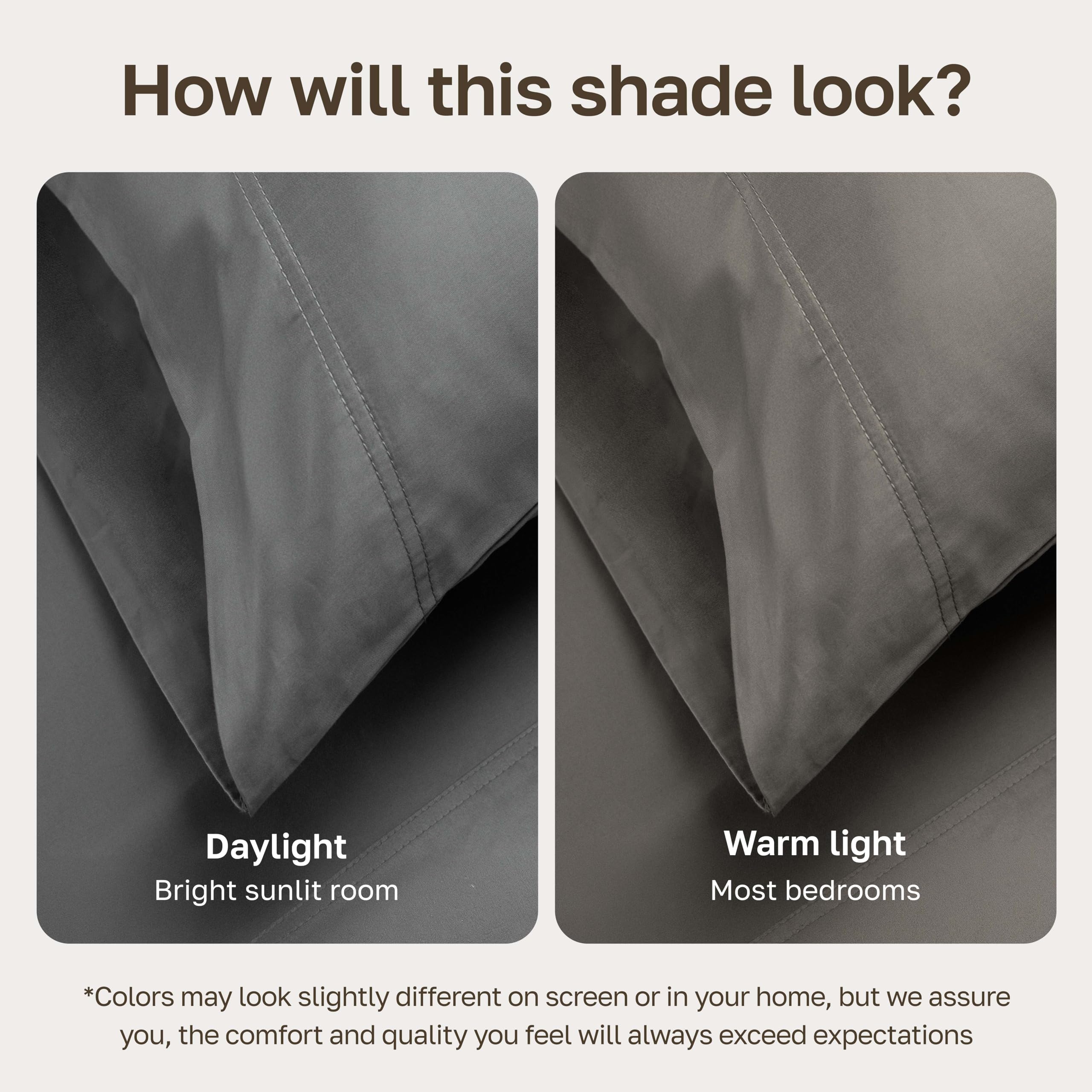 California Design Den flat sheet fully spread on bed illustrating drape and coverage benefit