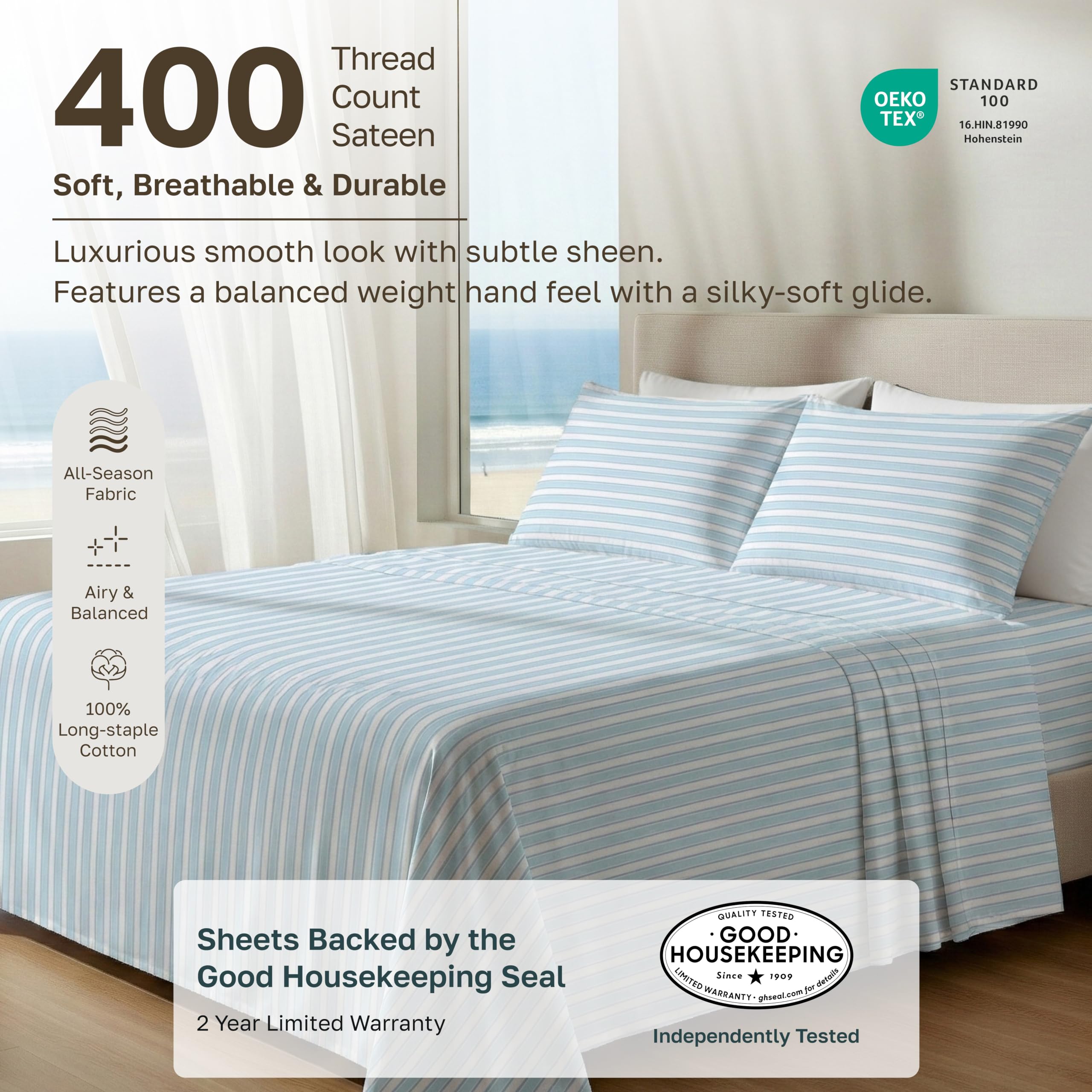 California Design Den flat sheet full view displays generous size and easy layering benefit