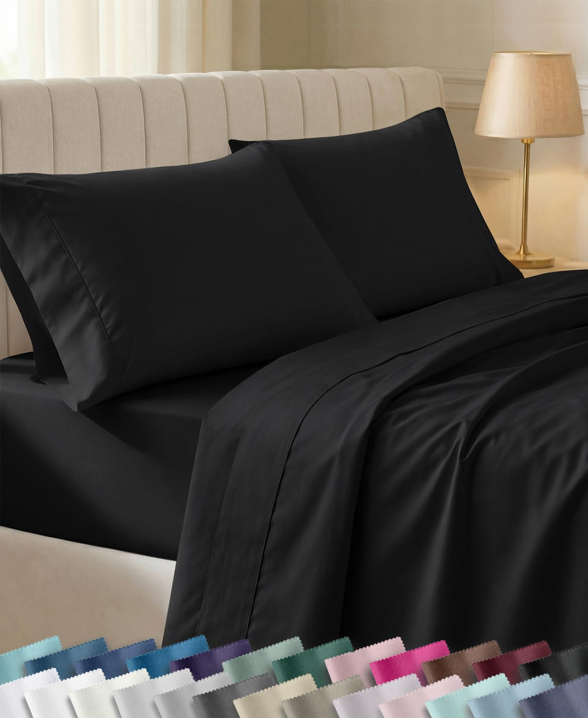 California Design Den front packaging showing black sheet set and award benefit