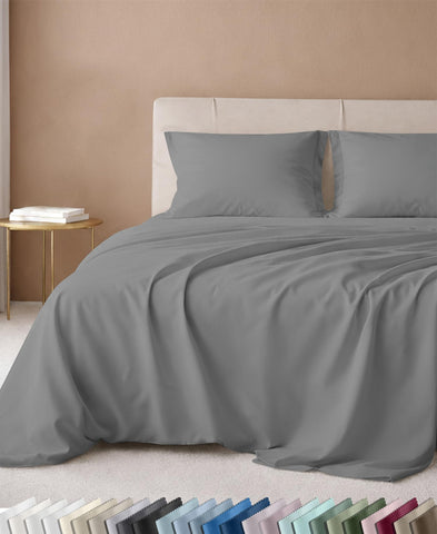 California Design Den front packaging showing mist grey sheets and premium presentation benefit