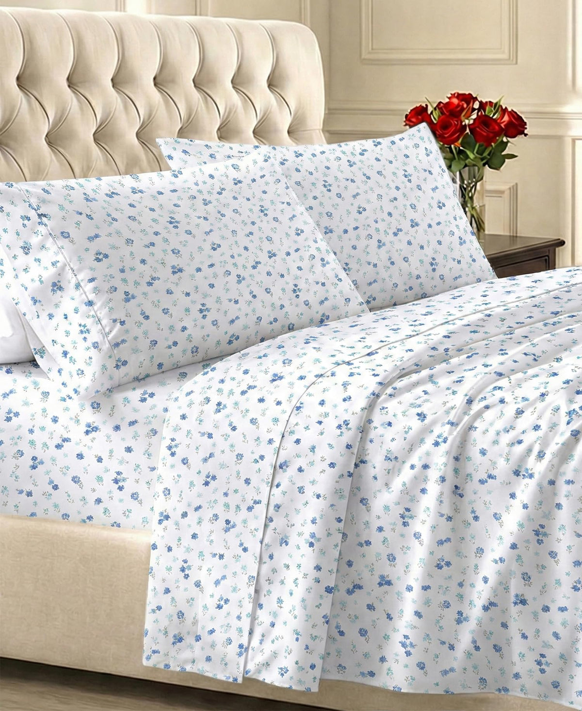 California Design Den front packaging showing queen sheet set benefit comfort