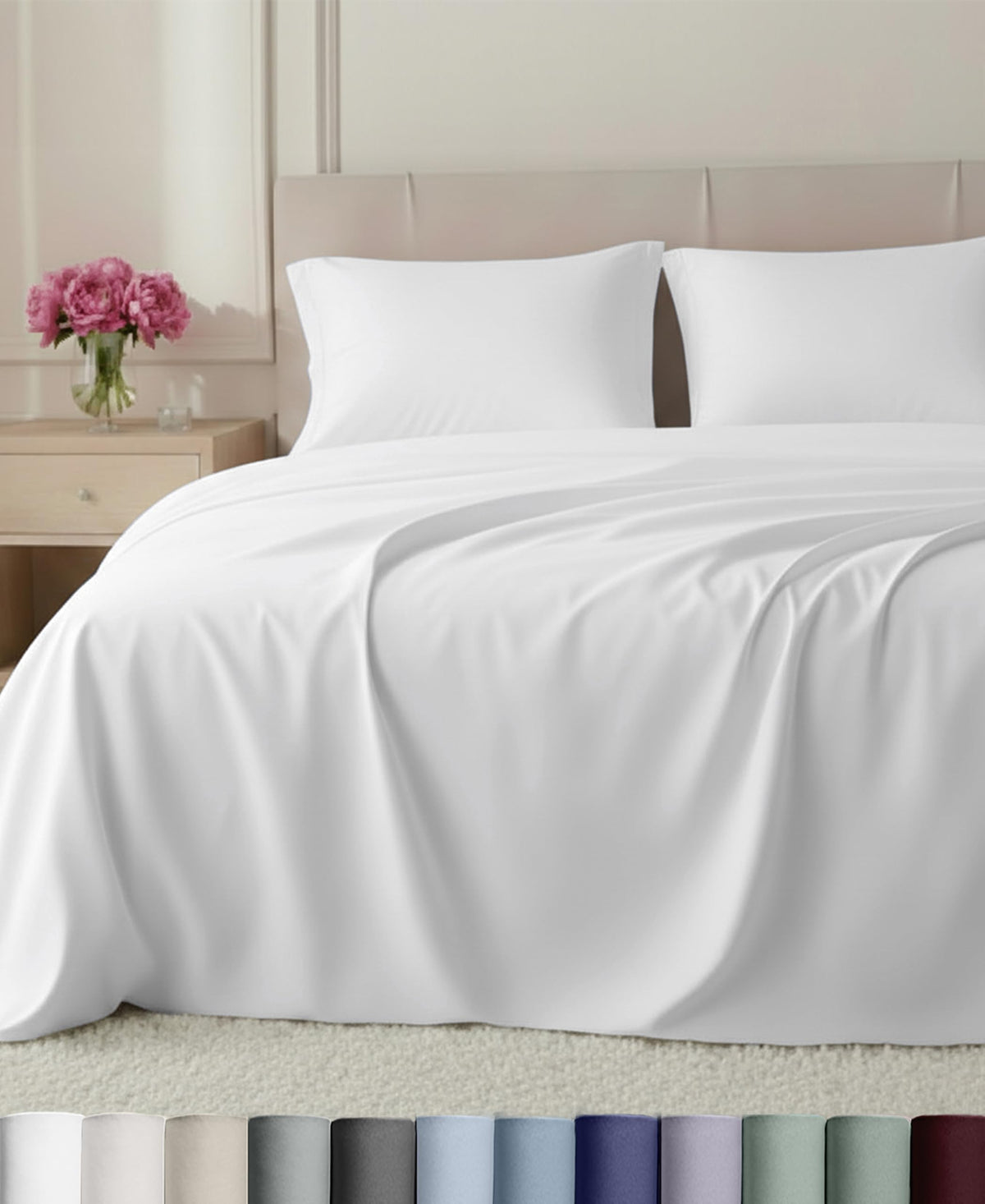California Design Den full sheet set front view showing neat hotel-style finish and comfort