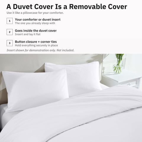 California Design Den internal corner ties shown anchoring the comforter in place
