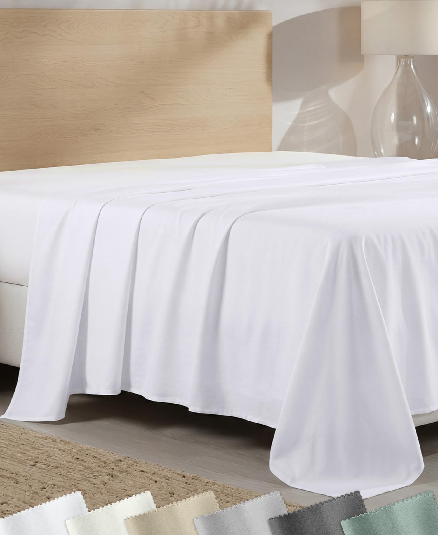 California Design Den king flat sheet front view shows smooth finish and crisp white look