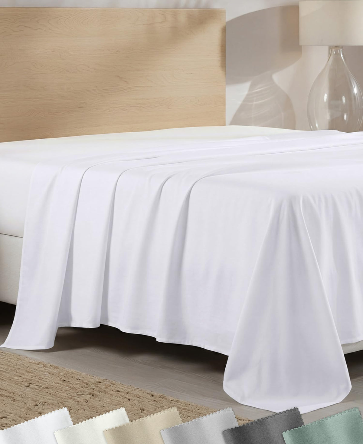 California Design Den king flat sheet front view shows smooth finish and crisp white look