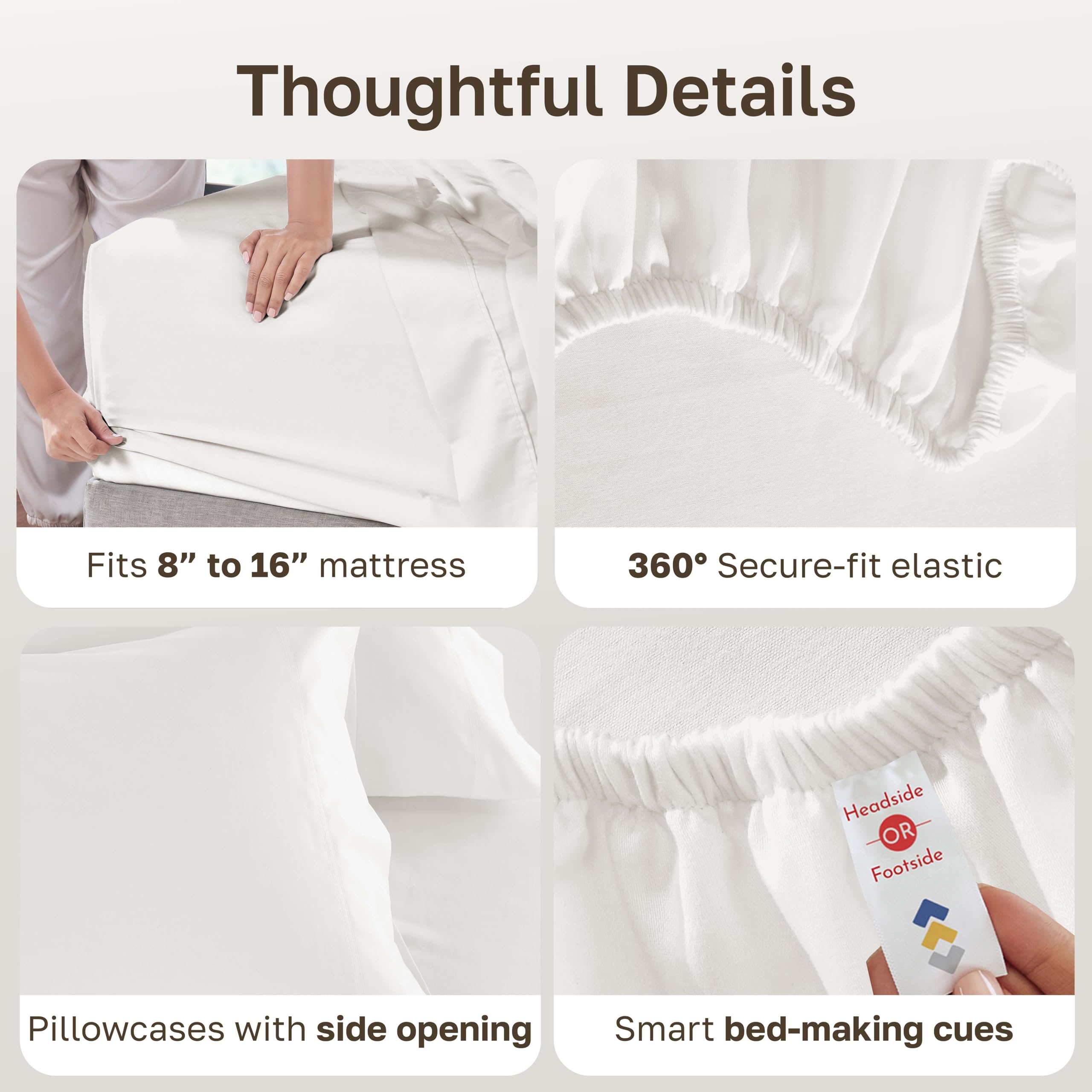 California Design Den king pillowcase open end and stitched edge showing label benefit: tailored durability