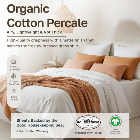 California Design Den percale weave close-up showing crisp texture and breathability benefit