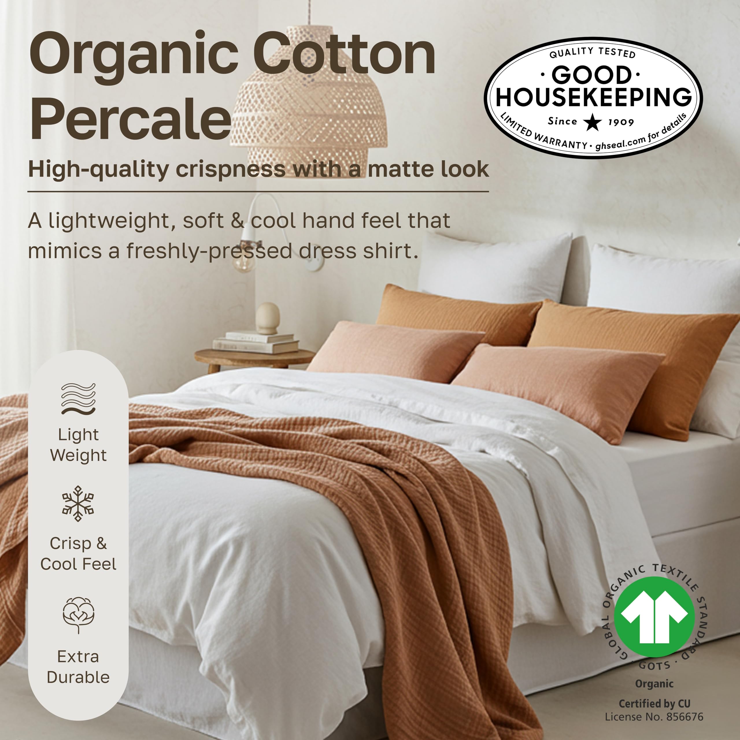 California Design Den close-up of percale weave texture highlighting breathability